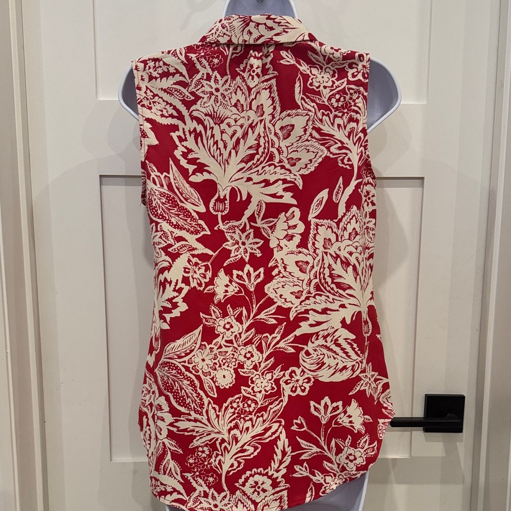 Cleo Red and Cream Floral Blouse - Picture 4 of 6
